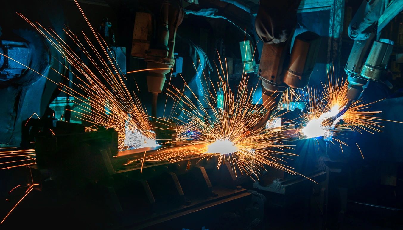 Industrial welding manufacturing scene